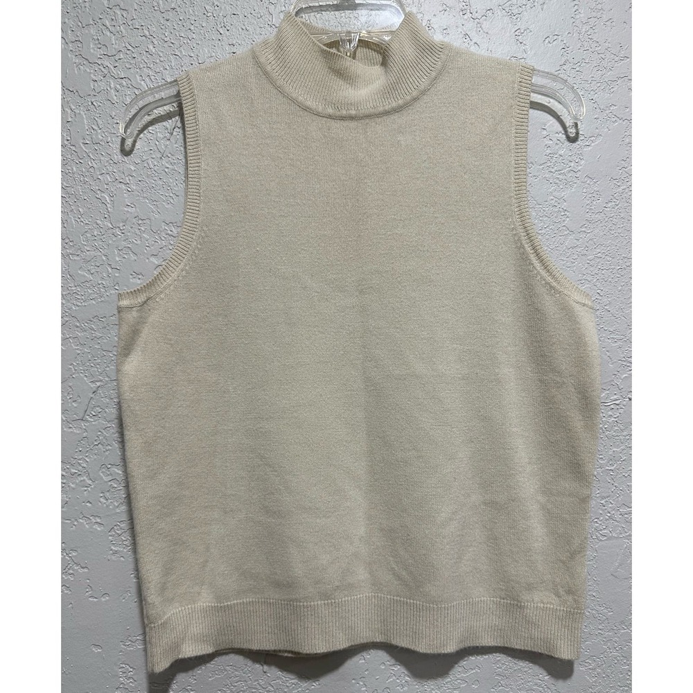 Paul Harris Design Beige Women’s Mock Neck Knit Tank Top Sleeveless Size Large
